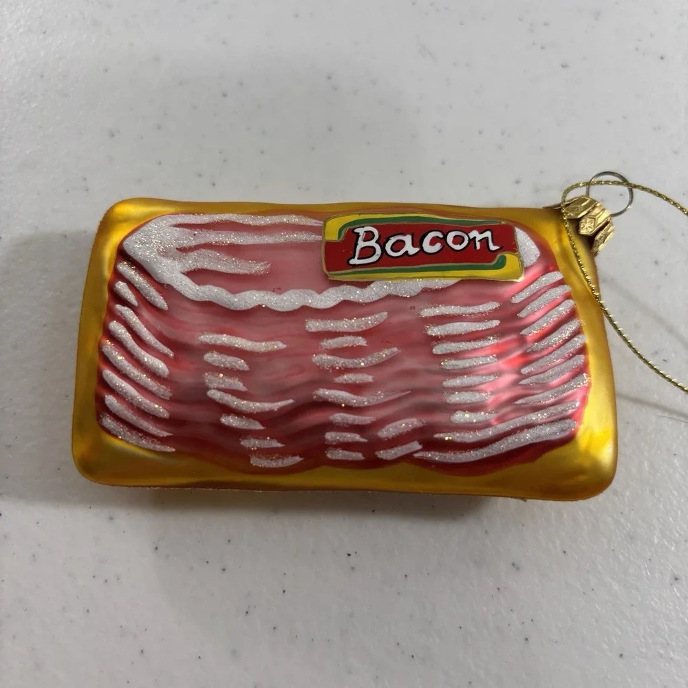Sur La Table Bacon Glass Christmas Ornament‎ Poland Holiday Food Chef Cook